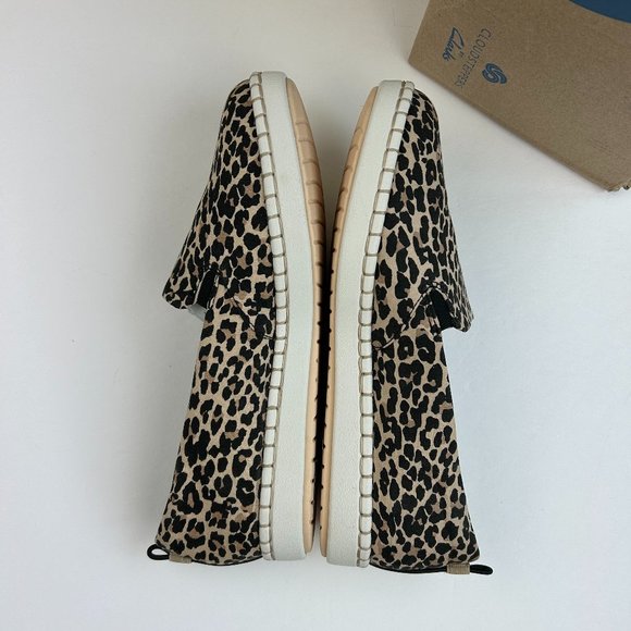 Clarks Cloudsteppers Sneakers Slip On Leopard Print Cushion Soft Shoes Walking - Picture 9 of 15